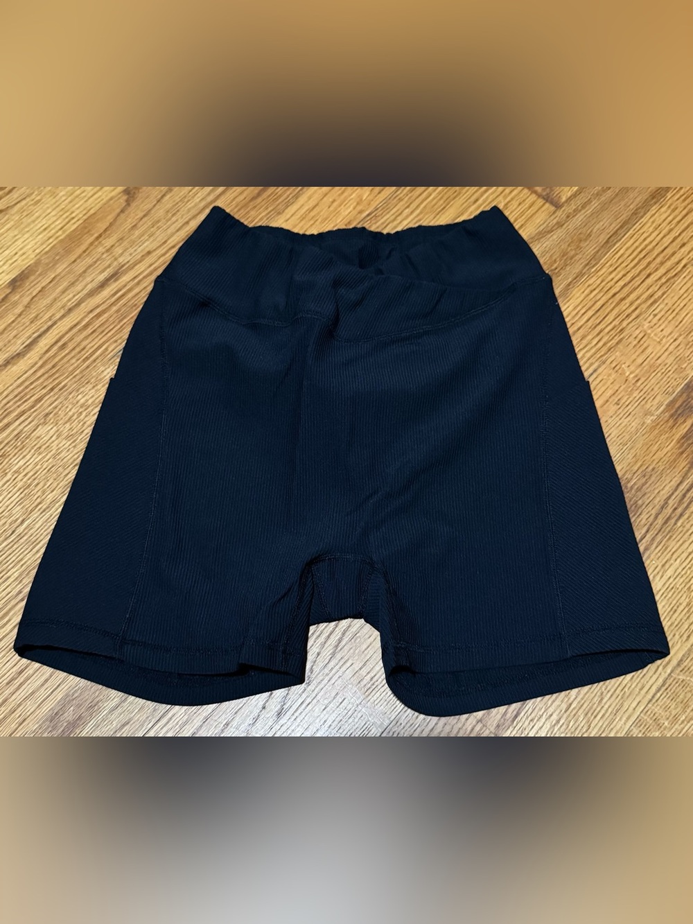Amazon Women's Ribbed Black High-Rise Athletic Shorts